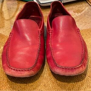 TODS FERRARI Gommini driving shoes/moccasin. Red calfskin, rubbers studs 7.5